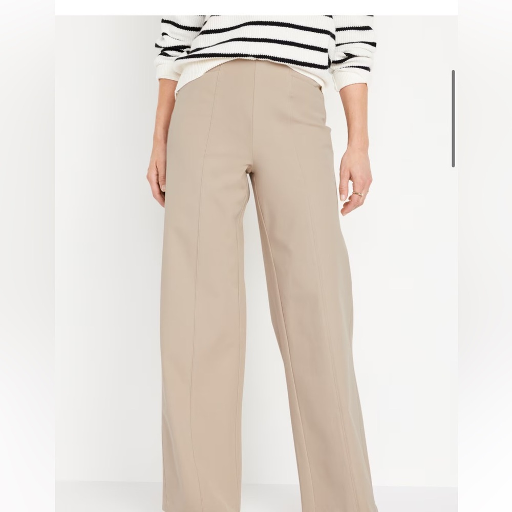 Old Navy Tan Wide Leg Pixie Pants High Waisted